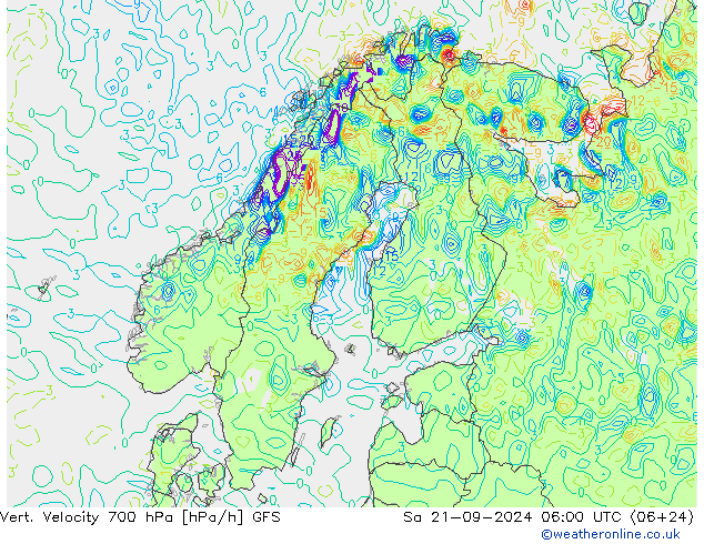 Vert. Velocity 700 hPa GFS sam 21.09.2024 06 UTC