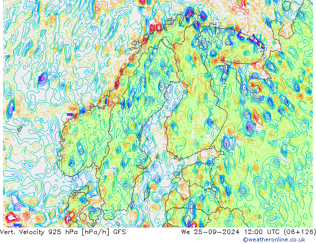 Vert. Velocity 925 hPa GFS We 25.09.2024 12 UTC