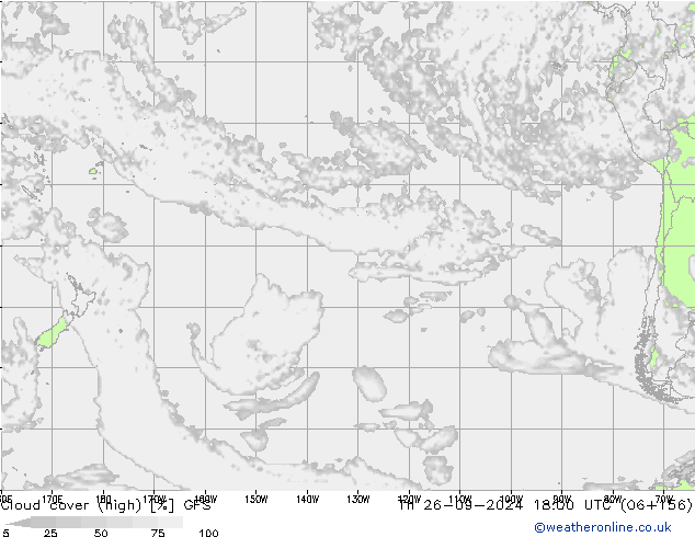 Cloud cover (high) GFS Th 26.09.2024 18 UTC