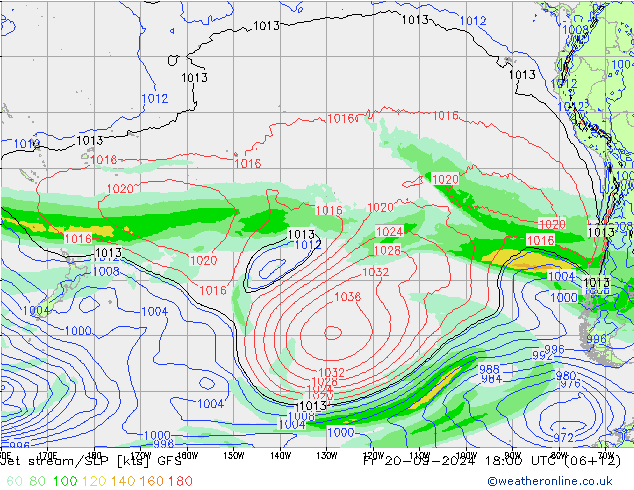 Corrente a getto GFS ven 20.09.2024 18 UTC