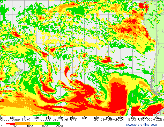 Alçak Bulut Alt Sınırı GFS Paz 29.09.2024 18 UTC