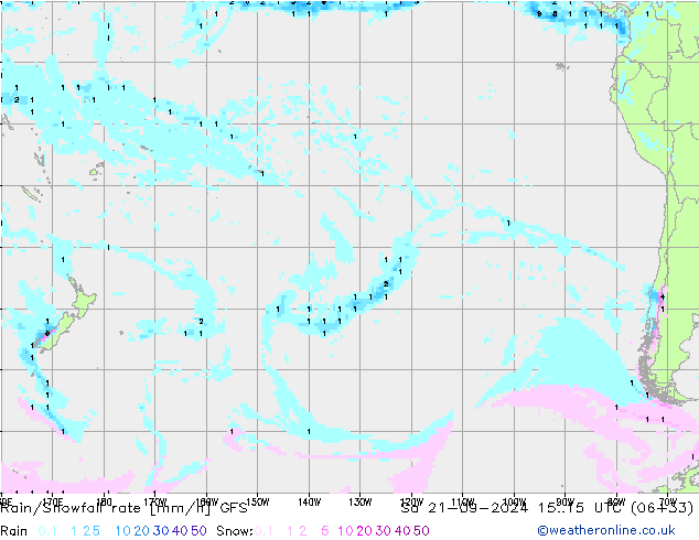 Rain/Snowfall rate GFS so. 21.09.2024 15 UTC