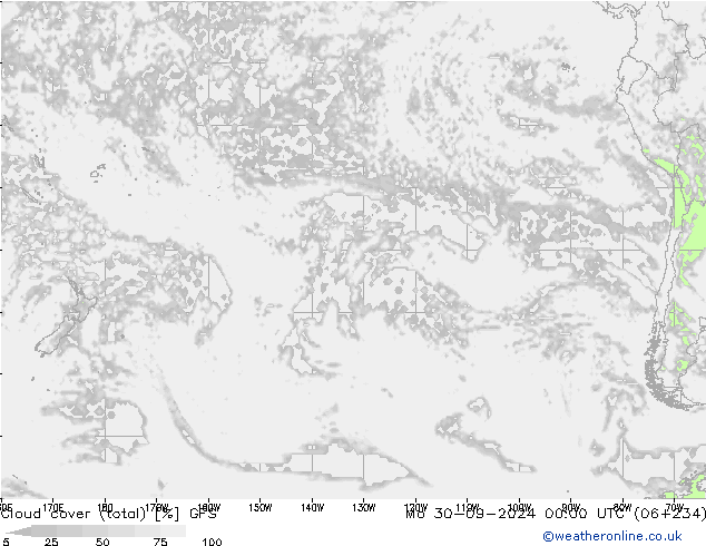 Cloud cover (total) GFS Mo 30.09.2024 00 UTC