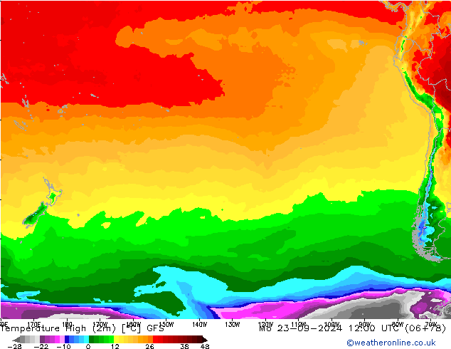 Temperature High (2m) GFS Mo 23.09.2024 12 UTC