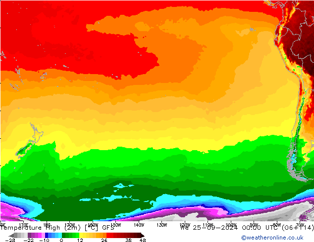 Max.  (2m) GFS  25.09.2024 00 UTC