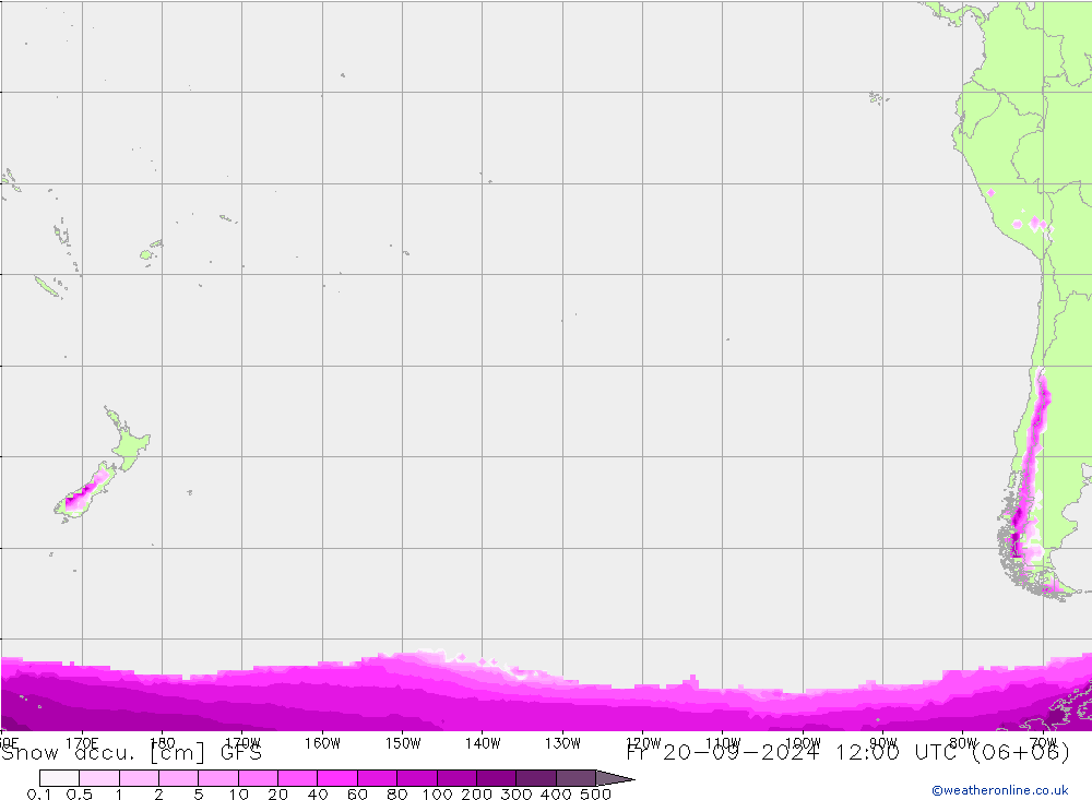 Totale sneeuw GFS vr 20.09.2024 12 UTC