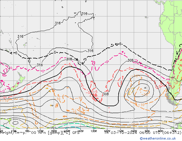 Géop./Temp. 700 hPa GFS jeu 03.10.2024 06 UTC