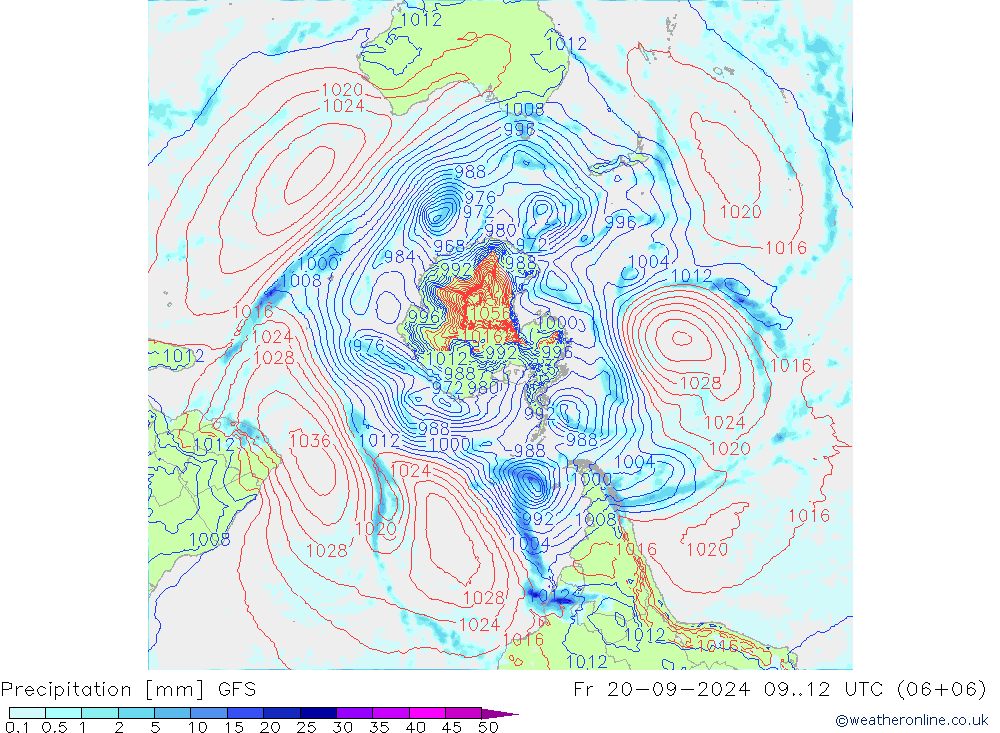 Neerslag GFS vr 20.09.2024 12 UTC