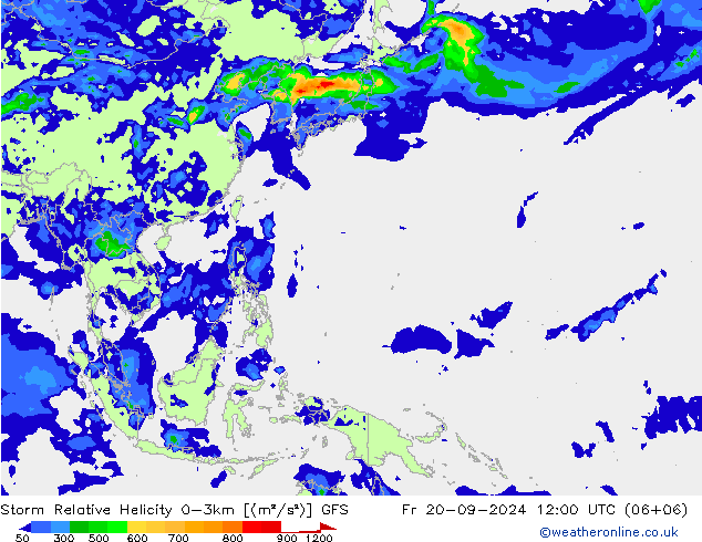 Storm Relative Helicity GFS Fr 20.09.2024 12 UTC