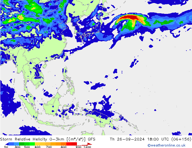 Storm Relative Helicity GFS  26.09.2024 18 UTC