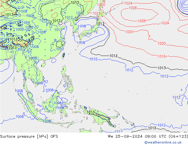 ciśnienie GFS śro. 25.09.2024 09 UTC