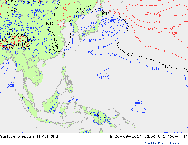 Pressione al suolo GFS gio 26.09.2024 06 UTC