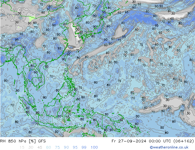 RH 850 hPa GFS Fr 27.09.2024 00 UTC