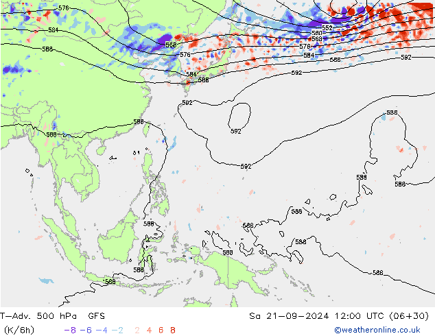 T-Adv. 500 hPa GFS sáb 21.09.2024 12 UTC