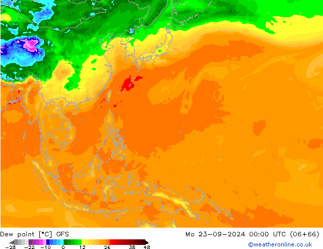 Ponto de orvalho GFS Seg 23.09.2024 00 UTC