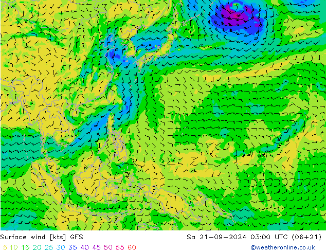 Bodenwind GFS Sa 21.09.2024 03 UTC