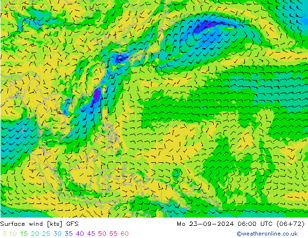 Yağış 6sa/Rüz. 10m/950 GFS Pzt 23.09.2024 06 UTC