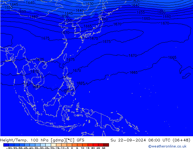 Yükseklik/Sıc. 100 hPa GFS Paz 22.09.2024 06 UTC