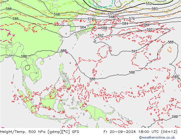 Height/Temp. 500 hPa GFS Pá 20.09.2024 18 UTC