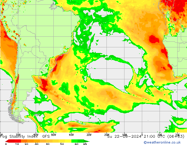 Fog Stability Index GFS So 22.09.2024 21 UTC