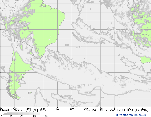 Cloud cover (high) GFS September 2024