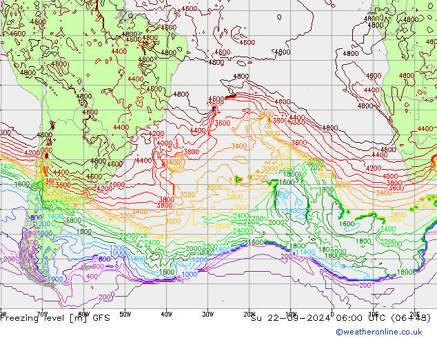 Freezing level GFS  22.09.2024 06 UTC