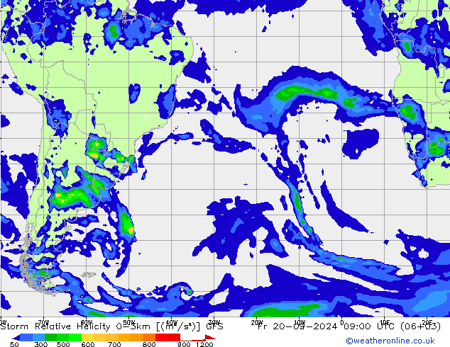 Storm Relative Helicity GFS Fr 20.09.2024 09 UTC