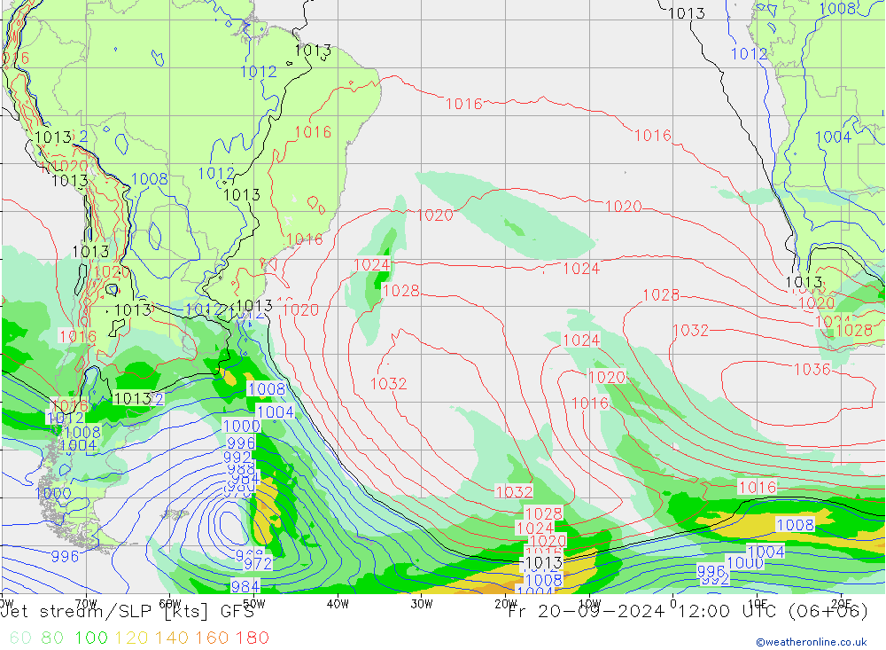 Jet stream/SLP GFS Pá 20.09.2024 12 UTC