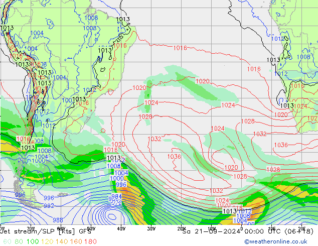 Jet stream/SLP GFS Sa 21.09.2024 00 UTC