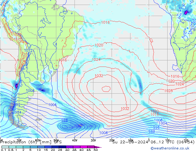 Z500/Rain (+SLP)/Z850 GFS Ne 22.09.2024 12 UTC