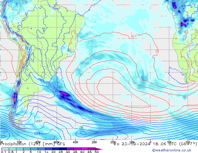 opad (12h) GFS pon. 23.09.2024 06 UTC