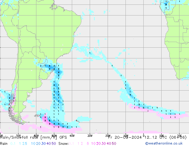 Rain/Snowfall rate GFS September 2024