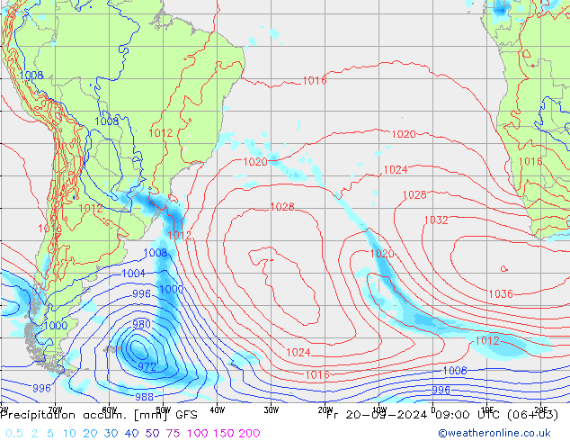 Precipitation accum. GFS Fr 20.09.2024 09 UTC