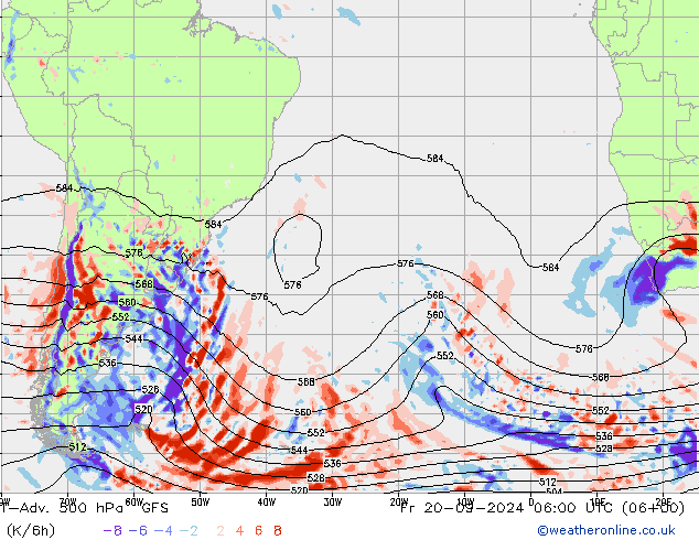 T-Adv. 500 hPa GFS ven 20.09.2024 06 UTC