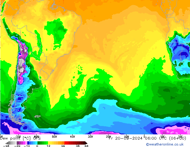 Dauwpunt GFS vr 20.09.2024 06 UTC