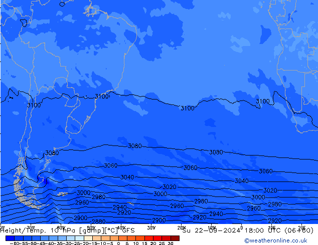 Height/Temp. 10 гПа GFS Вс 22.09.2024 18 UTC