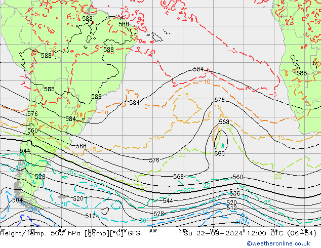 Z500/Rain (+SLP)/Z850 GFS Ne 22.09.2024 12 UTC