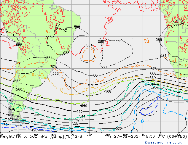 Height/Temp. 500 hPa GFS Fr 27.09.2024 18 UTC