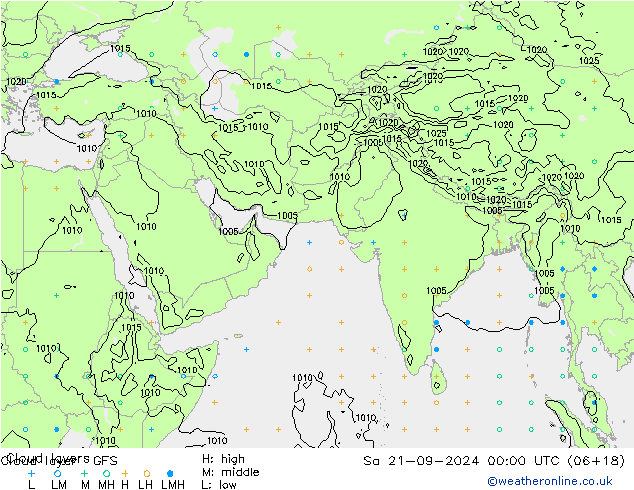 Cloud layer GFS Sa 21.09.2024 00 UTC