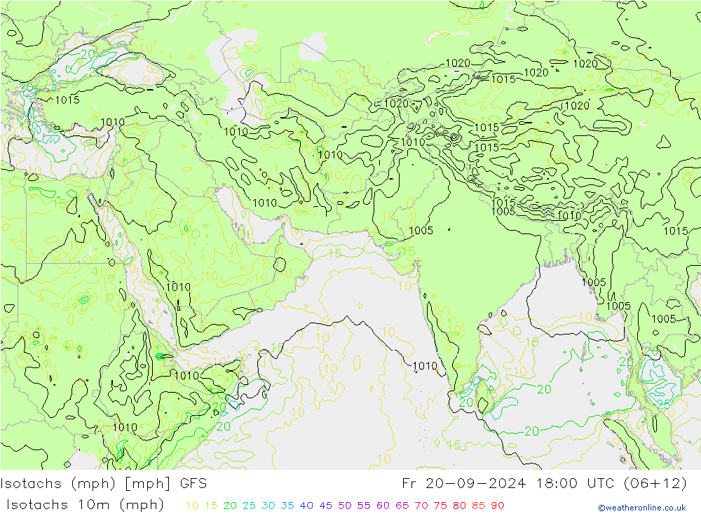 Isotachen (mph) GFS Fr 20.09.2024 18 UTC