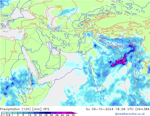 Precipitation (12h) GFS October 2024