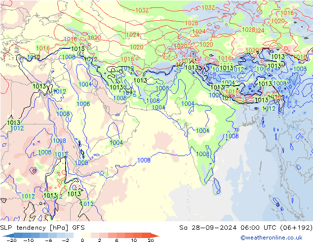 Drucktendenz GFS Sa 28.09.2024 06 UTC