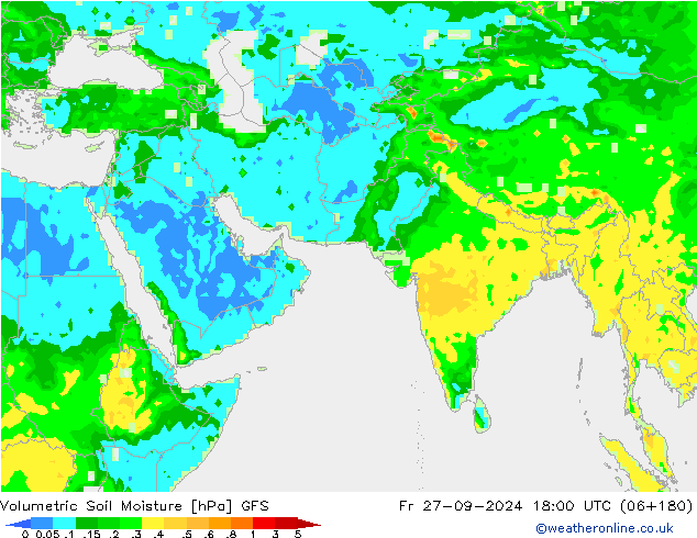 Volumetric Soil Moisture GFS Fr 27.09.2024 18 UTC