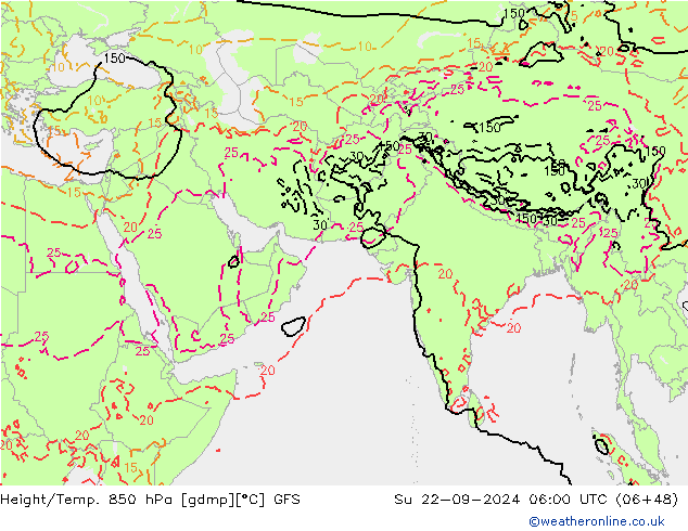 Height/Temp. 850 hPa GFS Ne 22.09.2024 06 UTC