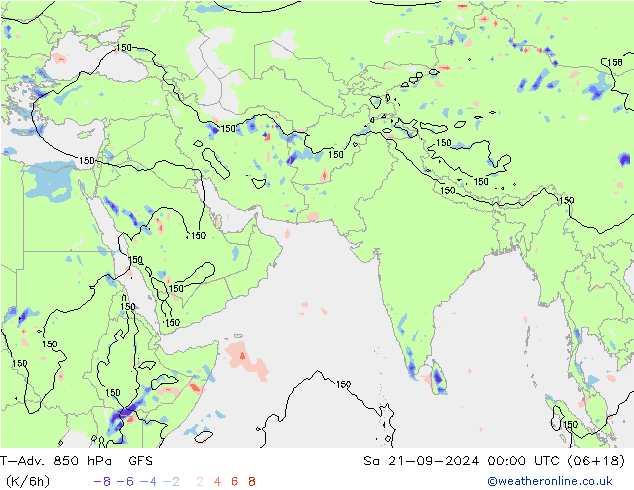 T-Adv. 850 hPa GFS Sa 21.09.2024 00 UTC