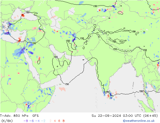 T-Adv. 850 hPa GFS Ne 22.09.2024 03 UTC