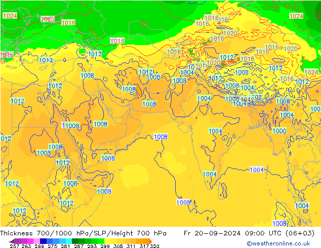 Thck 700-1000 hPa GFS Fr 20.09.2024 09 UTC