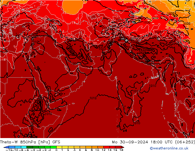 Theta-W 850hPa GFS Mo 30.09.2024 18 UTC