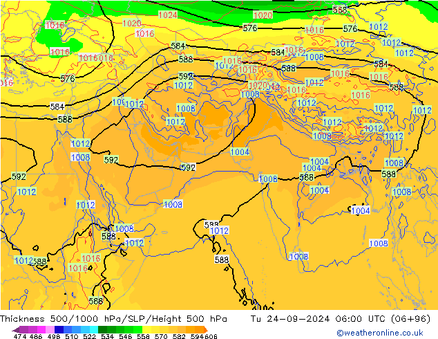 Thck 500-1000hPa GFS September 2024