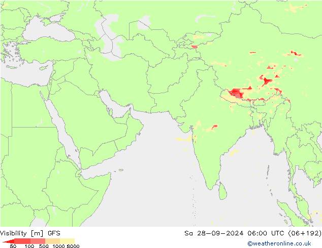 Visibility GFS Sa 28.09.2024 06 UTC